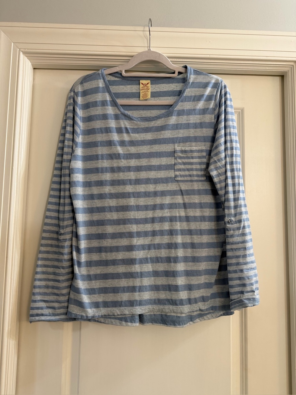 Faded Glory Blue and White Striped Long Sleeve Tee